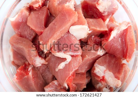 The pork cut on small pieces