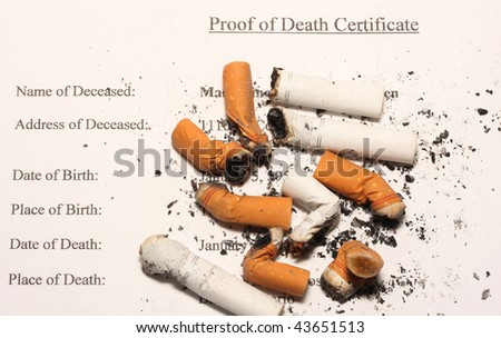 cigarettes and ashes on a death certificate
