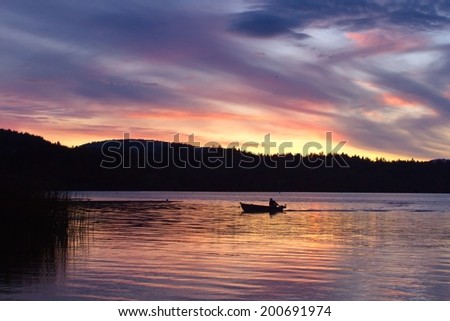 Sunset over Elk lake,Victoria,BC, Canada