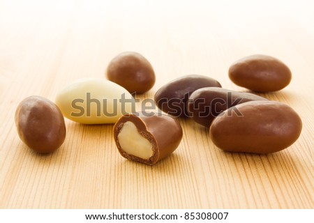 Group of chocolate covered brazil nuts