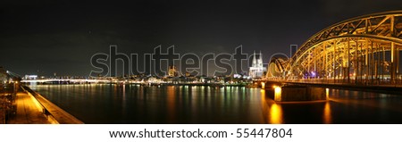 Panoramic picture of the german city Cologne and river Rhine
