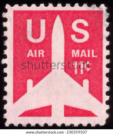 UNITED STATES OF AMERICA - CIRCA 1971: mail stamp printed in USA featuring US Air Mail, circa 1971