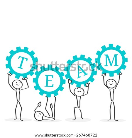 Teamwork concept illustration. Ink style design.