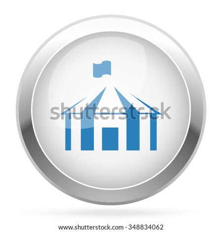 Blue Party Tent icon on white glossy chrome app button