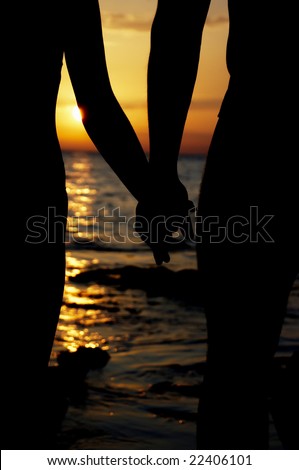 in love silhouette. stock photo : Silhouette in