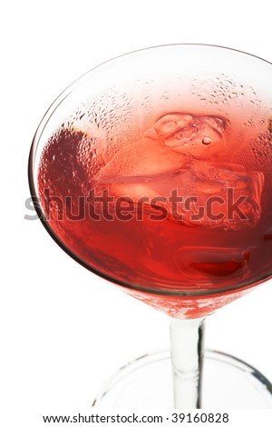Cosmopolitan - Alcoholic Cocktail made of Gin Cointreau, Lemon Juice and Grenadine Syrup. Isolated on White Background