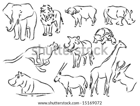 black and white pictures of animals. stock photo : Black and white