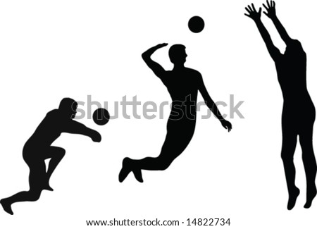 stock vector : volleyball player silhouettes - vector