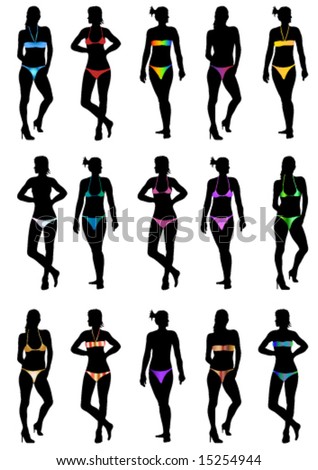 Bikini Girl Silhouette on Bikini Girls Silhouette   Vector   15254944   Shutterstock