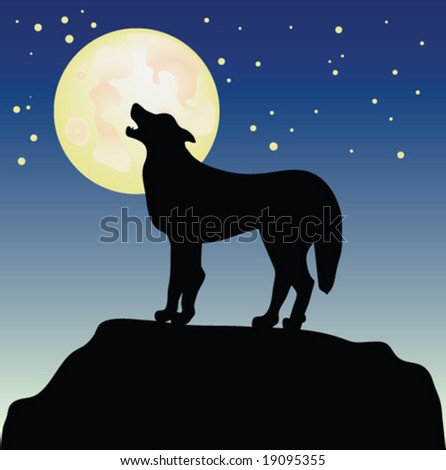 stock vector : wolf howling at
