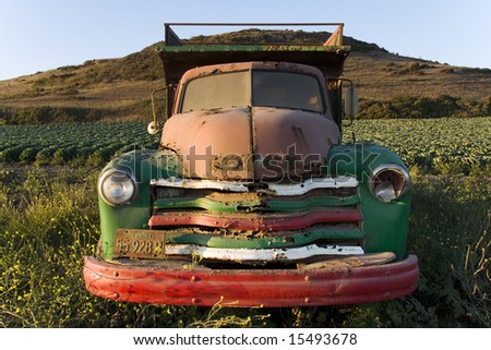 Old truck in an artichoke field near Santa Cruz, California.