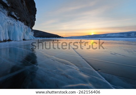 Lake Baikal. Winter Sunset