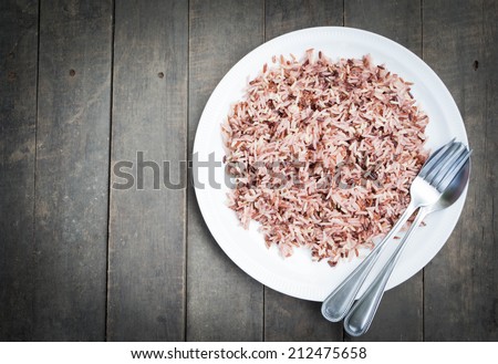 brown rice or unpolished rice in a plate