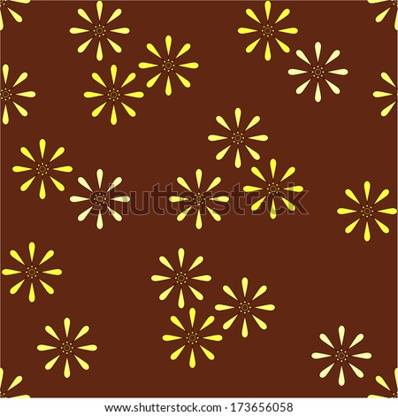 Yellow flowers on a brown background, illustration with yellow flowers