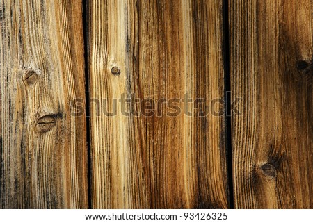 Dramatic and rich weathered wood plank of an old cabin, great background and texture.