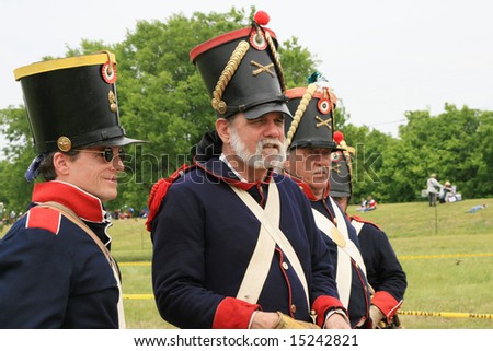 La Porte, Texas - April 26, 2008: Re-enactment of the Battle of San Jacinto (Scene from General Santa Anna and his officers conferring over battle strategy)(editorial)