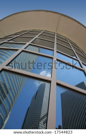 Houston Reflected in Skyscraper Windows(Release Information: Editorial Use Only. Use of this image in advertising or for promotional purposes is prohibited.)