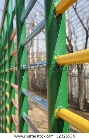 Red Painted Steel Jungle Gym