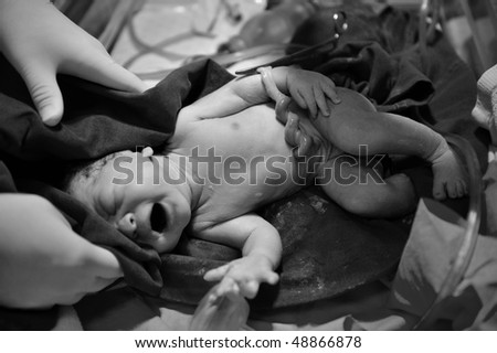 black and white photography baby. stock photo : newborn baby boy