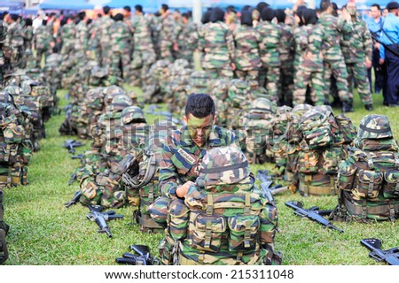 KUANTAN, MALAYSIA - AUGUST 31:Unidentified Royal Malaysia Defence Forces participate in National Day, celebrating 57th anniversary of independence on August 31, 2014 in Kuantan, Pahang, Malaysia.