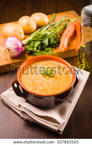 Carrots and potatoes soup