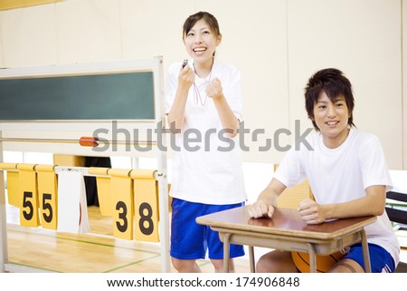 Japanese students in a high school gym