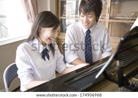 Japanese students playing the piano