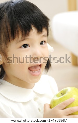 Japanese girl with apple