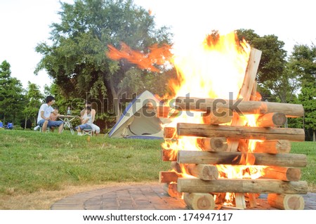 Japanese family at a campfire