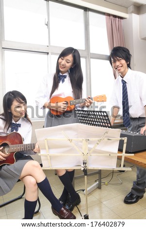 Japanese students playing music