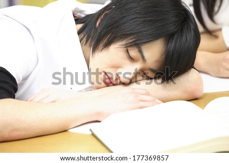 Japanese Students taking a nap