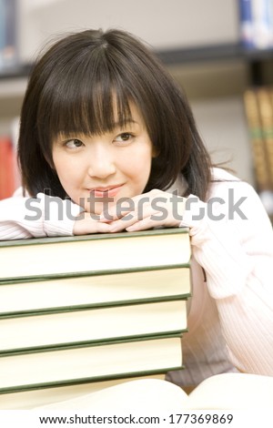 Japanese Students studying in the library