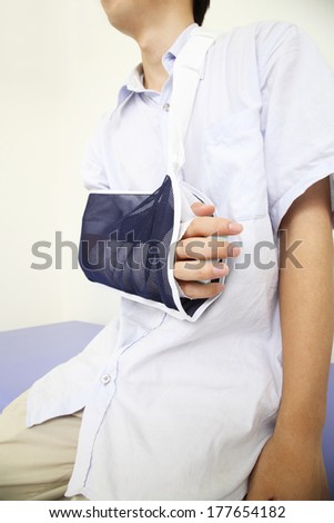 Japanese Man\'s arm in cast