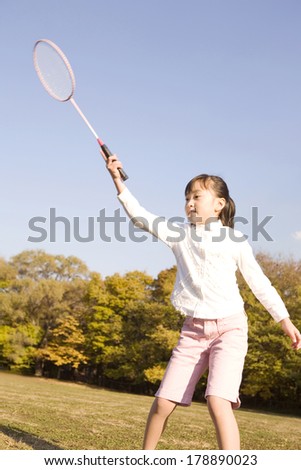 Japanese student plays badminton