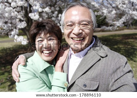 Old Japanese couple in a good relation portrait