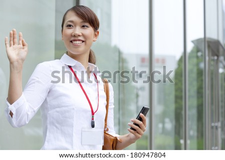 A thrilled office lady who just bought a smart phone, _______ _______ ____,