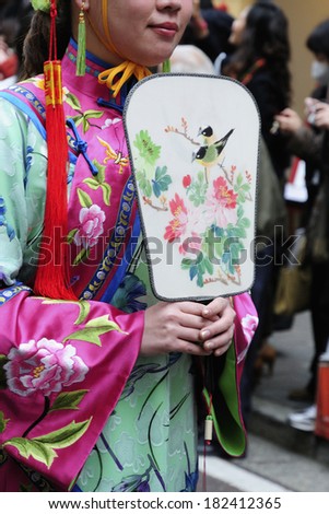 Traditional clothing at Chinese New Year Parade in Chinatown, Yokohama