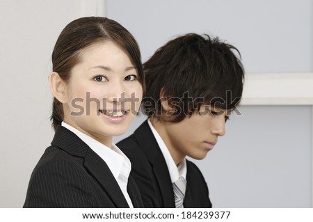 Japanese business woman and business man