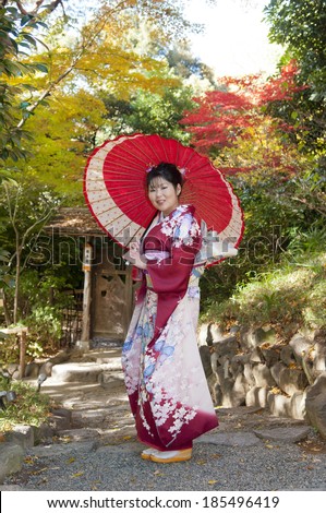 Woman in Japanese traditional outfit