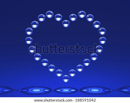 Heart shaped out of clear glass spheres