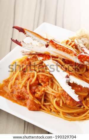 Tomato pasta-like blue crab
