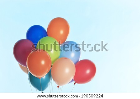 Multicolored helium party balloons