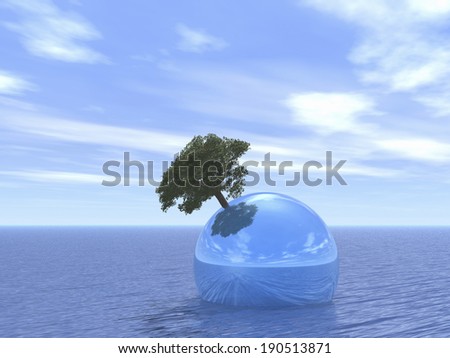 Tree on water globe