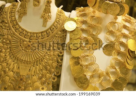 Pure Gold Accessories In The Show Window