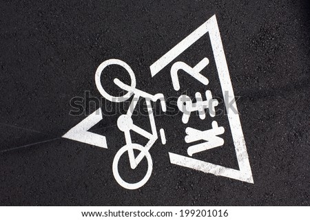 Stop Sign For The Bicycle Marked On The Road