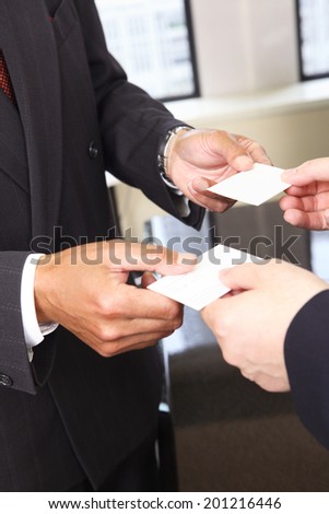 Businessman to exchange business cards