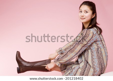 Woman wearing boots