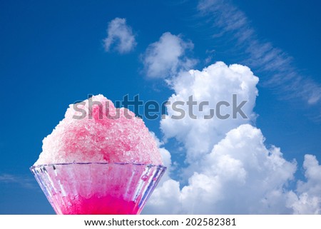 Curtain Of The Shaved Ice Store And The Blue Sky