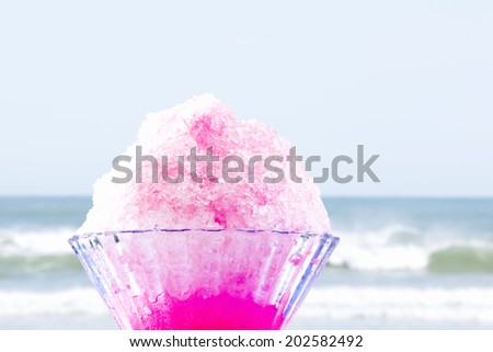 Curtain Of The Shaved Ice Store And The Sea