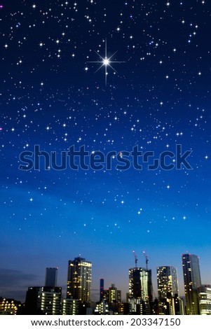 Town And Night Sky